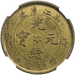 CHEKIANG: Kuang Hsu, 1875-1908, AE 10 cash, ND (1903-06). NGC MS62