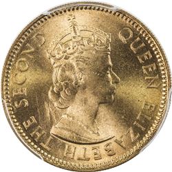 HONG KONG: Elizabeth II, 1952-1997, 10 cents, 1956-KN. PCGS SP65
