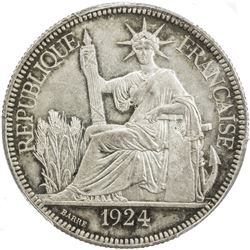 FRENCH INDOCHINA: AR piastre, 1924-A. PCGS MS64