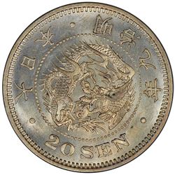 JAPAN: Meiji, 1868-1912, AR 20 sen, year 9 (1876). PCGS MS63