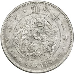 JAPAN: Meiji, 1868-1912, AR yen, year 11 (1878). EF