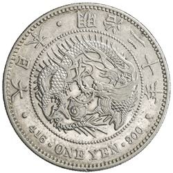 JAPAN: Meiji, 1868-1912, AR yen, year 20 (1887). AU