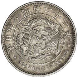 JAPAN: Meiji, 1868-1912, AR yen, year 22 (1889). EF-AU