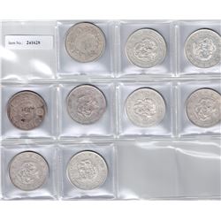 JAPAN: LOT of 9 silver yen