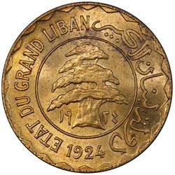 LEBANON: 5 piastres, 1924. PCGS MS64