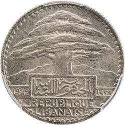 LEBANON: AR 50 piastres, 1929. PCGS MS65