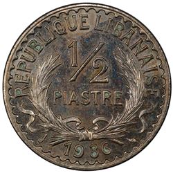 LEBANON: 1/2 piastre, 1936. PCGS UNC