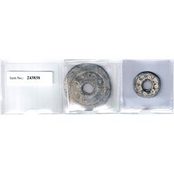 MALAY STATES: LOT of two lead tokens