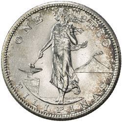 PHILIPPINES: AR peso, 1908-S. UNC