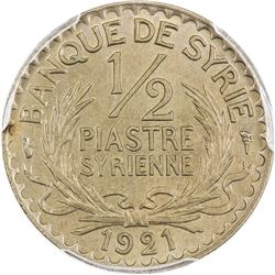 SYRIA: 1/2 piastre, 1921. PCGS MS65