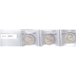 THAILAND: LOT of 3 silver bahts