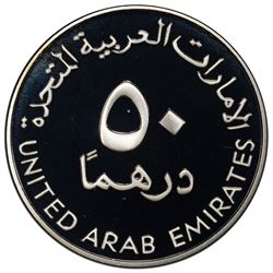 UNITED ARAB EMIRATES: AR 50 dirhams, 2003. PCGS PF68