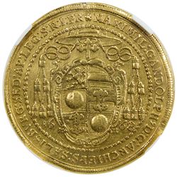 SALZBURG: Maximilian Gandolph, von Kuenburg, 1668-1687, AV 5 ducats, 1668. NGC EF
