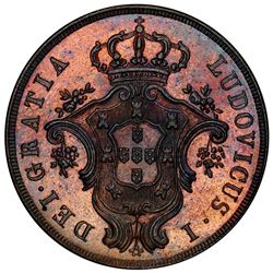 AZORES: Luis I, 1861-1889, AE 20 reis, 1866. PCGS MS64