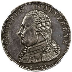 BELGIUM: Philippe d'Auvergne, medallic AR 5 francs, 1815-A. NGC MS63