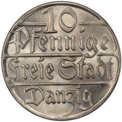 DANZIG: 10 pfennig, 1923. PCGS MS66