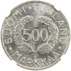 FINLAND: 500 markkaa, 1952-H. NGC MS65