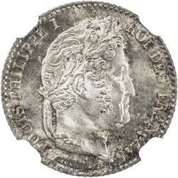 FRANCE: Louis Philippe I, 1830-1848, AR 1/4 franc, 1835-A. NGC MS65