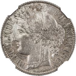 FRANCE: Third Republic, AR franc, 1872-A. NGC MS62