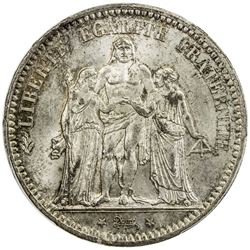 FRANCE: Third Republic, AR 5 francs, 1873-A. NGC MS65