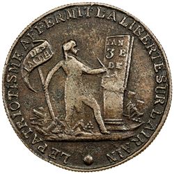 FRANCE: AE medal (17.83g), year 3 (1792/93). VF