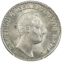 BADEN: Leopold, 1830-1852, AR 6 kreuzer, 1832. PCGS MS63