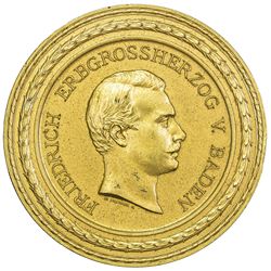 BADEN: Friedrich I, 1852-1907, AE medal (62.17g), 1887. AU