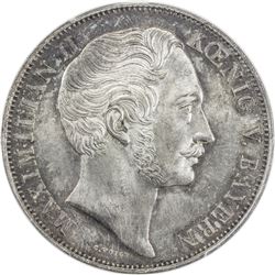 BAVARIA: Maximilian II, 1848-1864, AR 2 gulden, 1855. PCGS MS65
