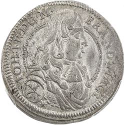 BRANDENBURG-ANSBACH: Johann Friedrich, 1667-1686, AR 1/6 thaler, 1678. PCGS MS63