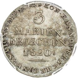 HANNOVER: AR 3 mariengroschen, 1820. PCGS MS64