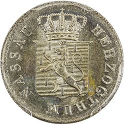 NASSAU: AR 3 kreuzer, 1844. PCGS MS66