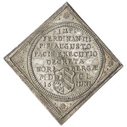 NUREMBERG (IMPERIAL CITY): Ferdinand III, 1637-1657, AR ducat klippe (4.11g), 1650. AU