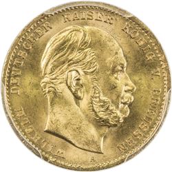 PRUSSIA: Wilhelm I, 1871-1888, AV 10 mark, 1872-A. PCGS MS66