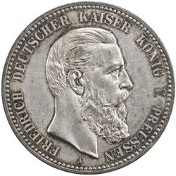 PRUSSIA: Friedrich III, 1888, AR 5 mark, 1888-A. AU-UNC