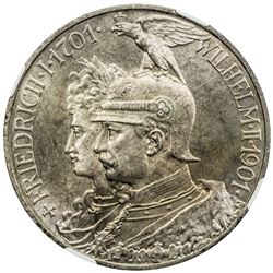 PRUSSIA: Wilhelm II, 1888-1918, AR 5 mark, 1901-A. NGC MS65