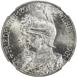 PRUSSIA: Wilhelm II, 1888-1918, AR 5 mark, 1901-A. NGC MS64