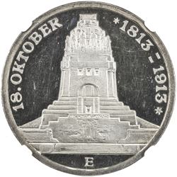 SAXONY: Friedrich August III, 1904-1918, AR 3 mark, 1913-E. NGC PF63