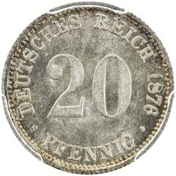 GERMANY: Wilhelm I, 1871-1888, AR 20 pfennig, 1876-B. PCGS MS64