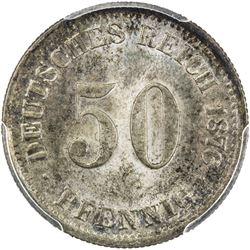 GERMANY: Wilhelm I, 1871-1888, AR 50 pfennig, 1876-E. PCGS MS64