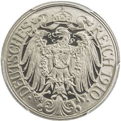 GERMANY: Wilhelm II, 1888-1918, 25 pfennig, 1910-E. PCGS PF66