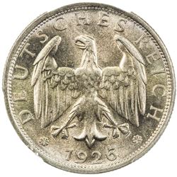 GERMANY: Weimar Republic, AR 2 mark, 1926-D. PCGS MS65