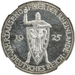 GERMANY: Weimar Republic, AR 3 mark, 1925-A. NGC PF63