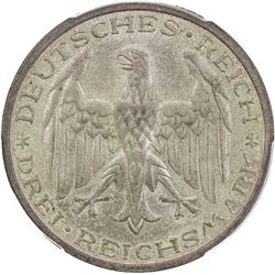 GERMANY: Weimar Republic, AR 3 mark, 1927-A. PCGS AU53
