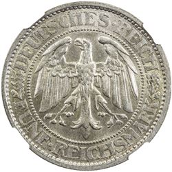 GERMANY: Weimar Republic, AR 5 mark, 1927-A. NGC MS62