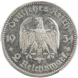 GERMANY: Third Reich, AR 2 reichsmark, 1934-E. PCGS PF64