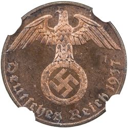 GERMANY: Third Reich: pfennig, 1937-G. NGC PF