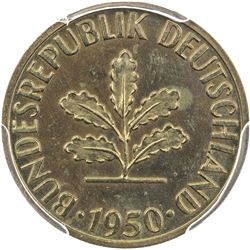 GERMANY: Federal Republic, 5 pfennig, 1950-D. PCGS PF65