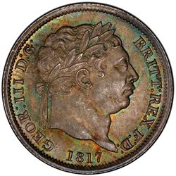 GREAT BRITAIN: George III, 1760-1820, AR shilling, 1817. PCGS MS64