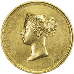 GREAT BRITAIN: Victoria, 1837-1901, gilt AE medal, 1837. EF