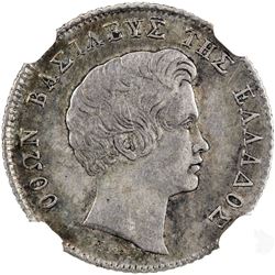 GREECE: Otto, 1832-1862, AR 1/4 drachma, 1833. NGC EF45